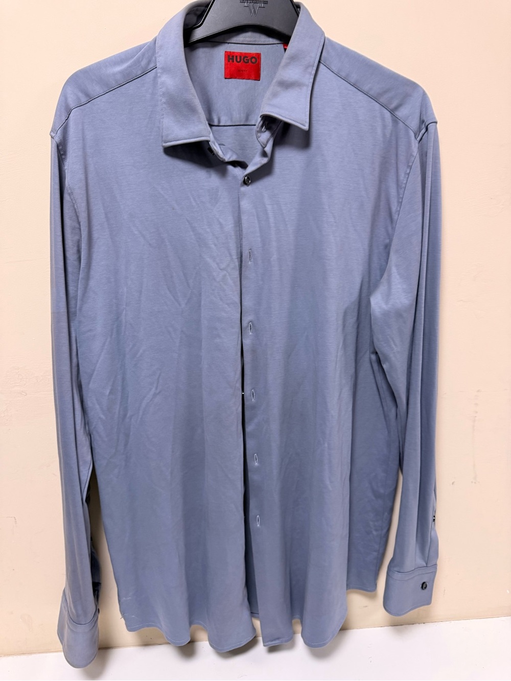 HUGO Men's Light Blue Long-Sleeve Button-Up Shirt